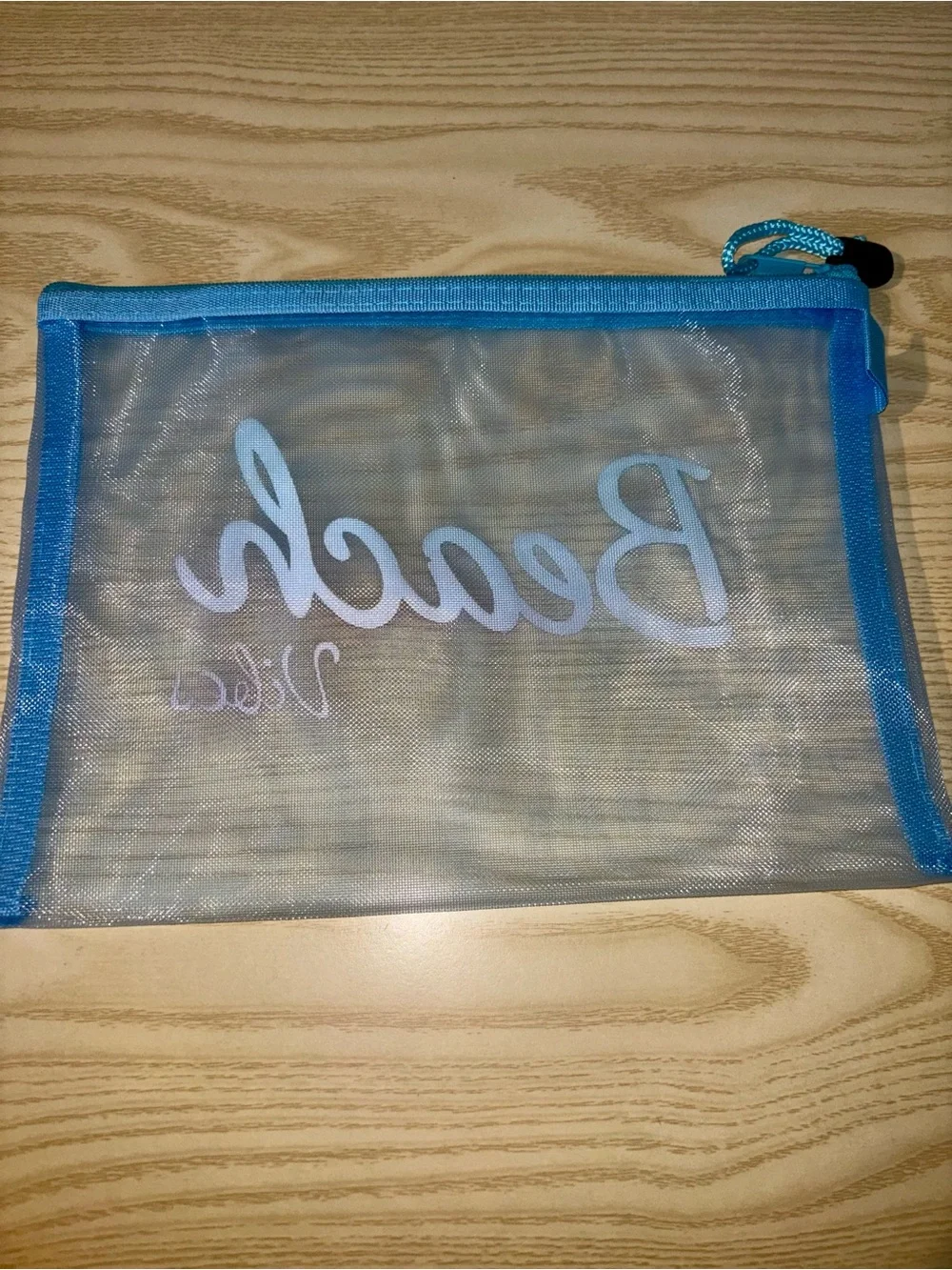 🏝️ Blue Mesh Beach Vibes Glitter Ombre Travel Case